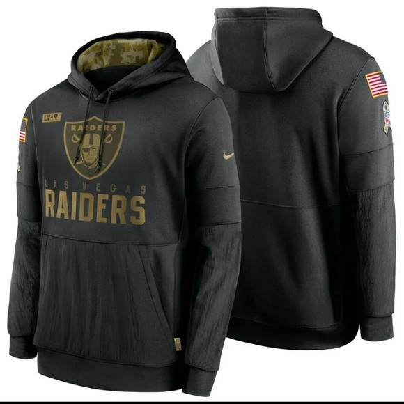 Las Vegas Raiders Nike Black 2020 Salute to Service Therma Pullover Hoodie L
